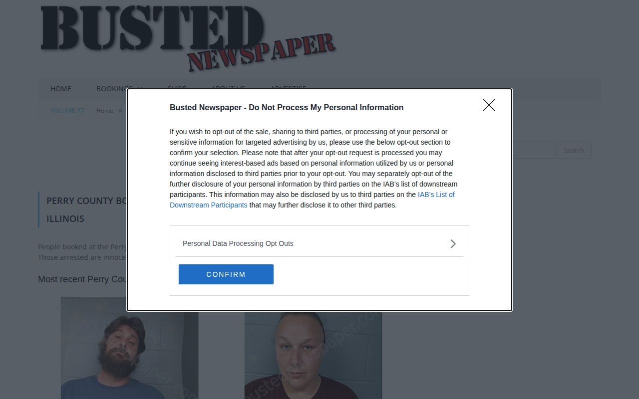 Unofficial Busted Newspaper Perry County section interface